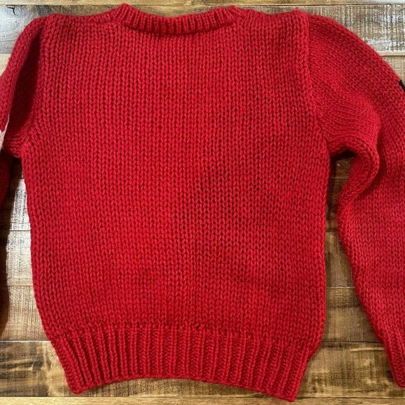 VTG Windcrest Hand Knit Women's Christmas Sweater Sz S Victorian Rocking Horse - Picture 5 of 8